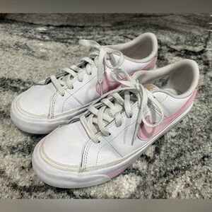 Nike Court Legacy Low Pink & White Sneakers Size 4 Youth